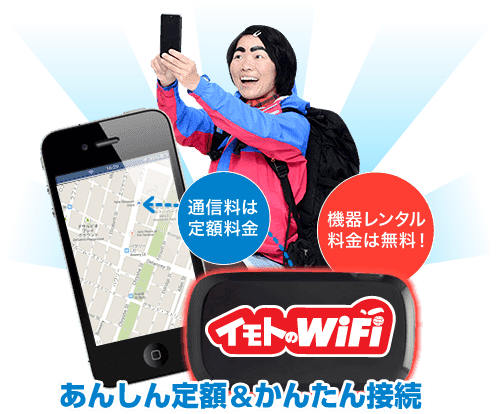 通信料は定額料金 機器レンタル料金は無料 イモトのWiFi あんしん定額＆かんたん接続